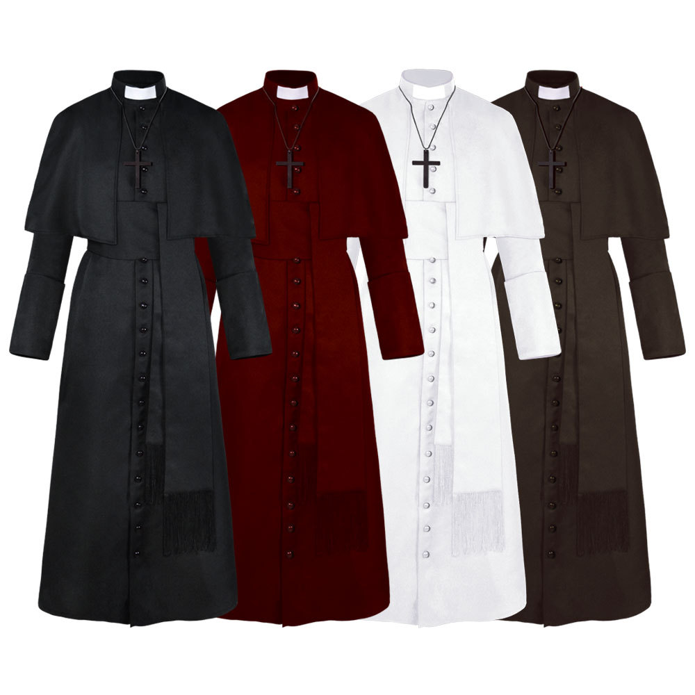 Mens Fashion Jumpsuit - Heren Halloween Priesterkostuum Middeleeuws Cosplay Katholiek