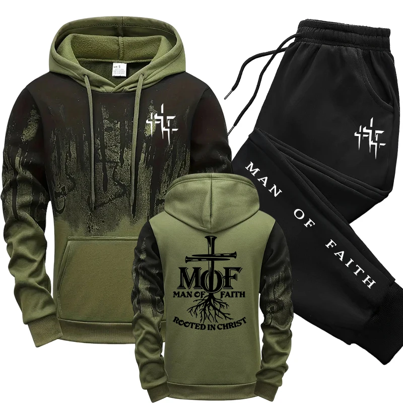 Men'S Fashion Hoodies - Man of Faith Heren Trainingspak Hoodie