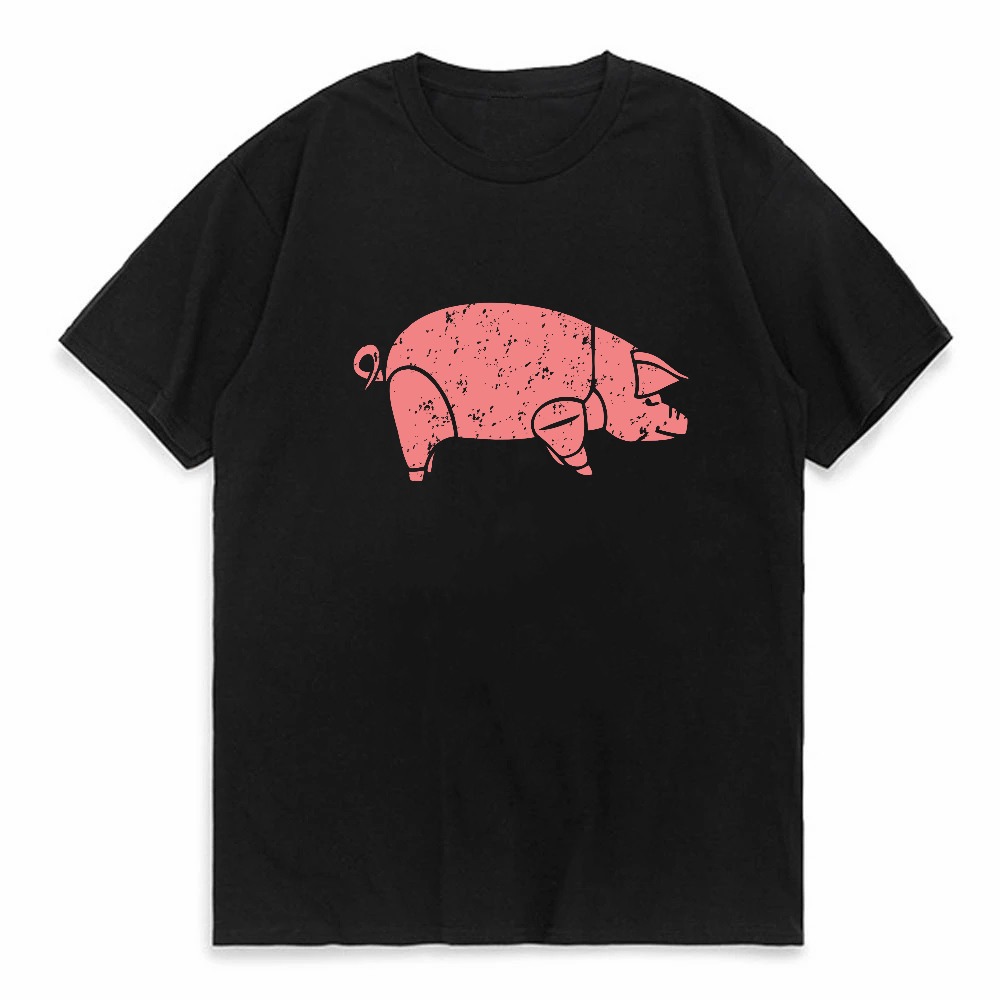 Men'S Fashion Pink Shirt - Pig Pink Floyd Dierenprint Grafische T-shirt