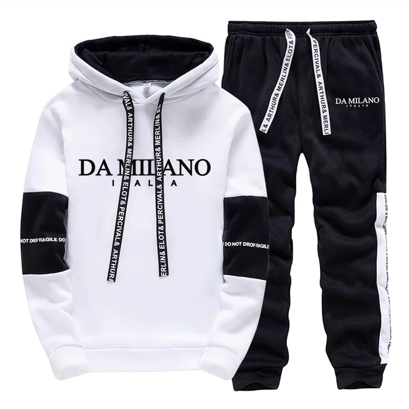 Men'S Fashion Hoodies - Zwart Wit Herfst Winter Heren Trainingspak