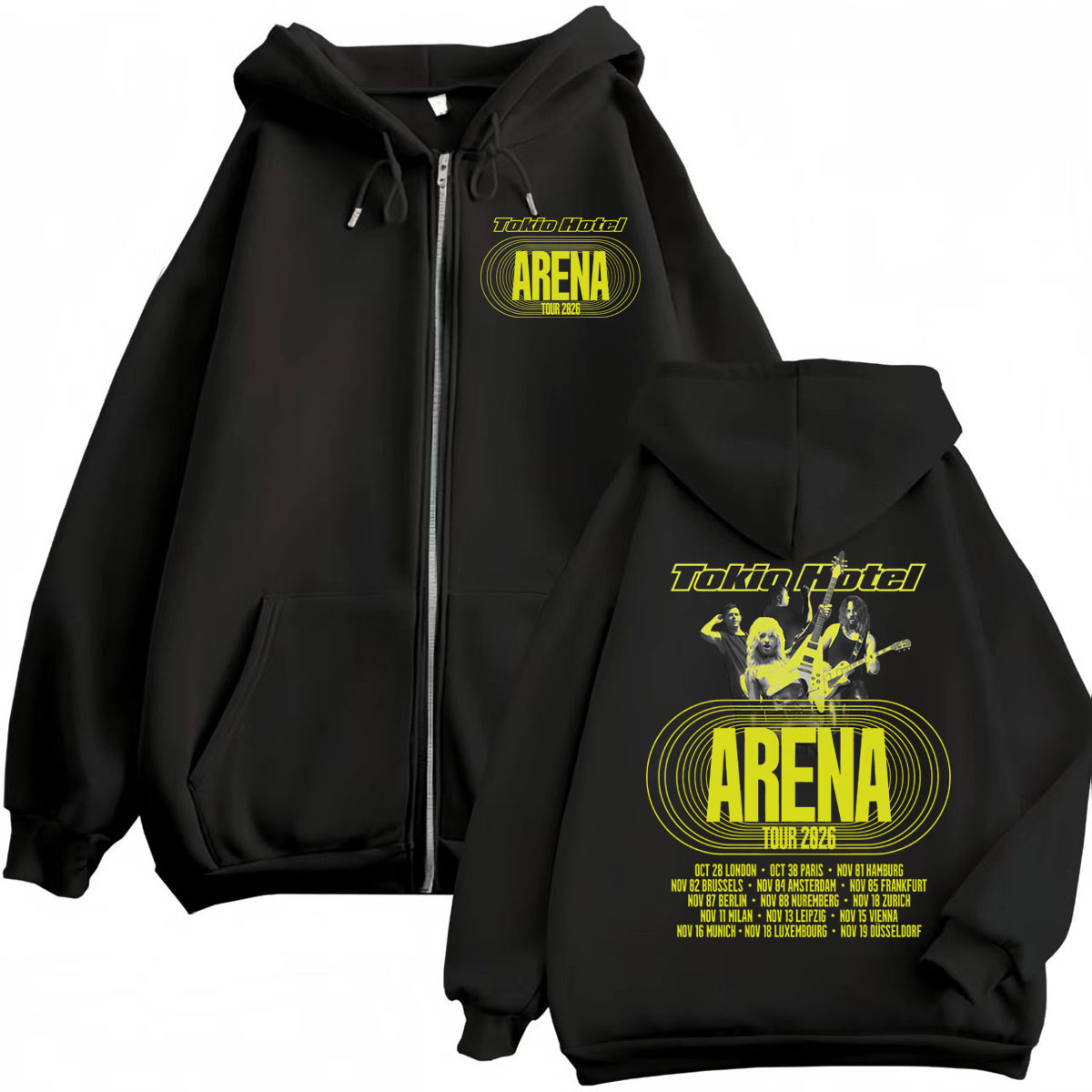 Mens Fashion Zip Up Hoodies - Tokio Hotel Arena Tour 2026 Rits