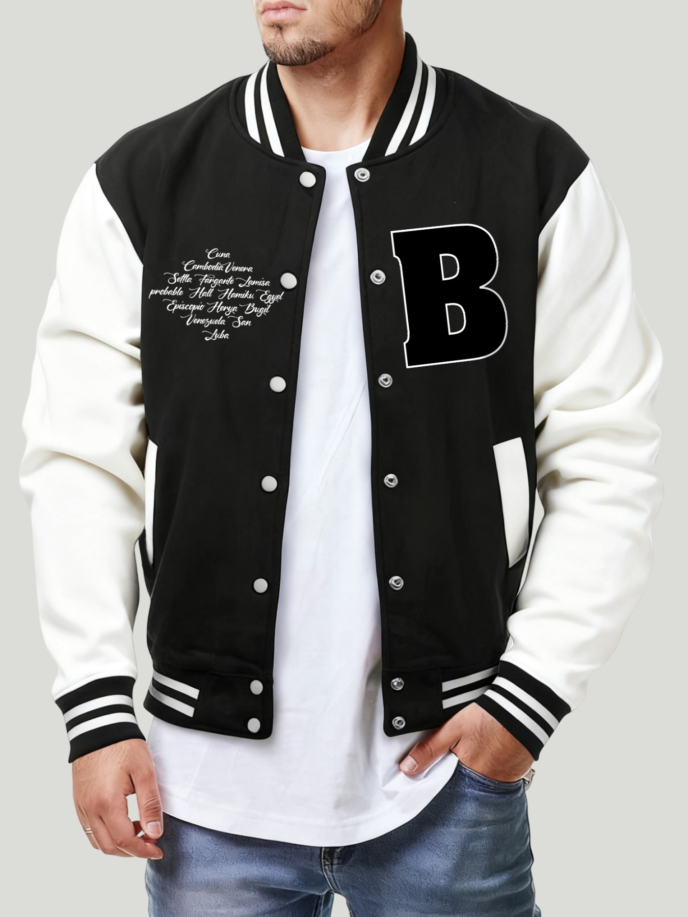Mens Fashion Baseball Jersey - Letter B Verschillende plaatsen Print Heren