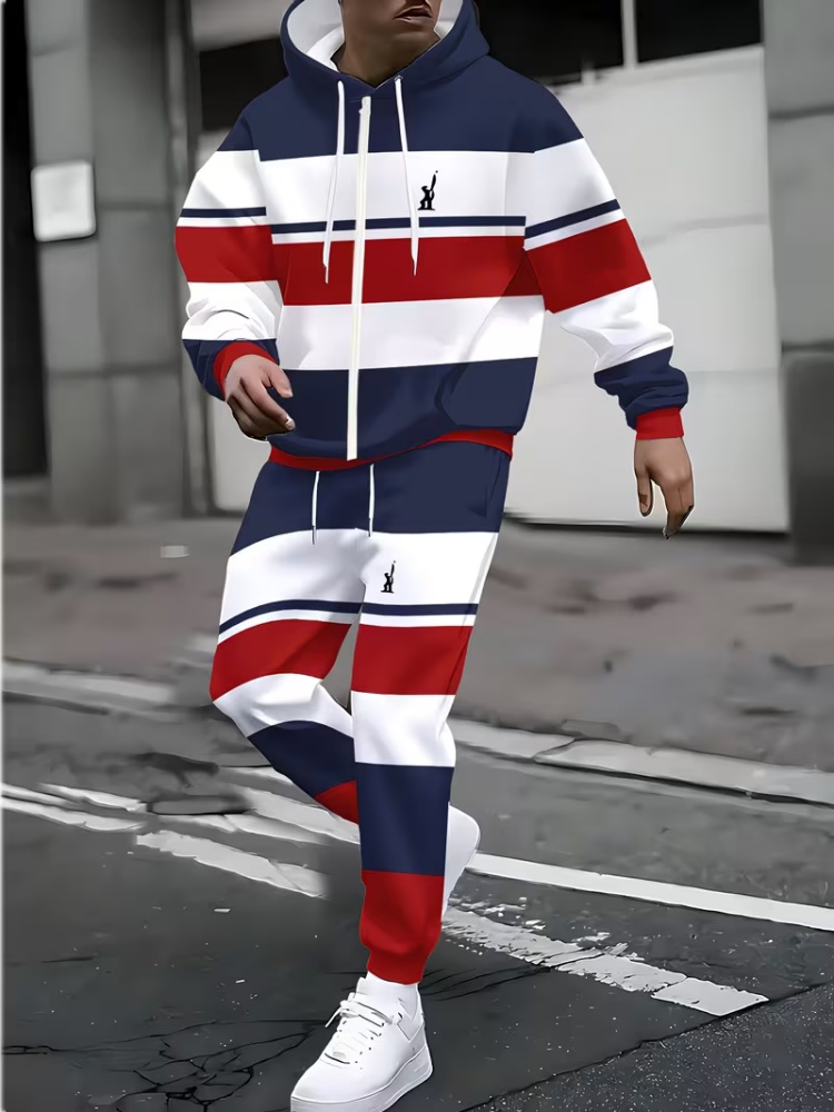 Mens Fashion Zip Up Hoodies - Heren Zip-Up Hoodie Trainingspak Set, Modieus