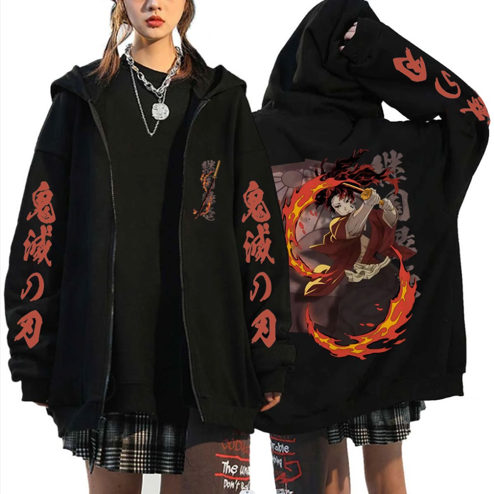 Mens Fashion Zip Up Hoodies - Nieuwe Demon Slayer Tsugikuni Yoriichi Merch
