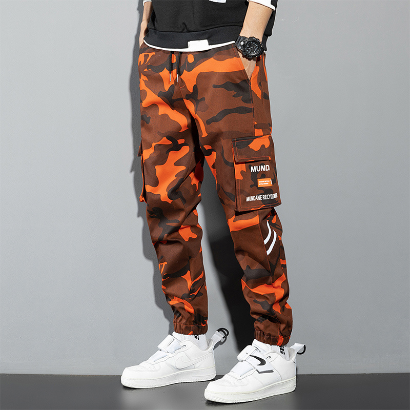 Chino Pants Men - Oranje Cargo Broek Mannen Hiphop Joggers