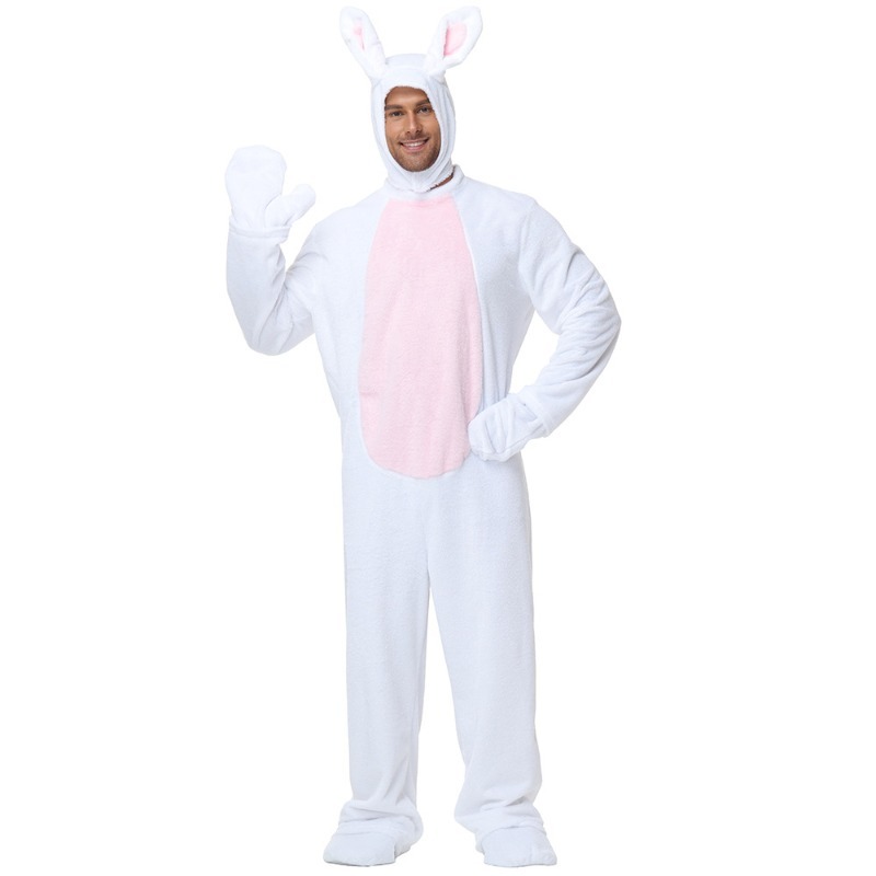 Mens Fashion Jumpsuit - Halloween Volwassen Dieren Konijn Kostuum Pluche