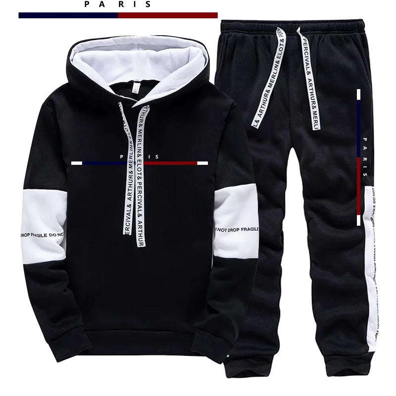 Men'S Fashion Hoodies - Parijse mode bedrukte herenset/hoodie/broek herfst dagelijks
