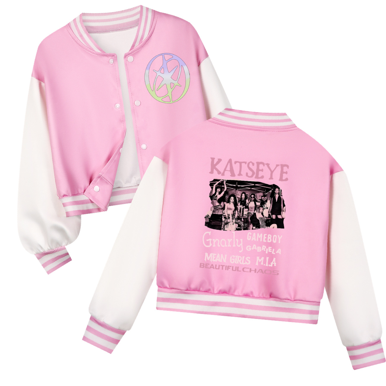 KATSEYE Printing kinder korte  - Varsity Jacket Letterman recensie en prijs