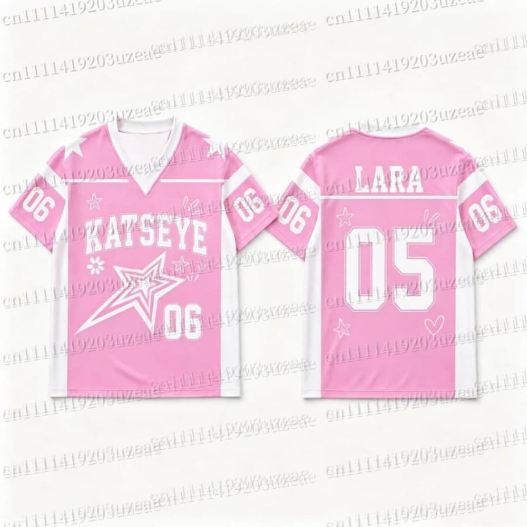 KATSEYE Roze Ster Grafische T- - Men'S Fashion Pink Shirt recensie en prijs