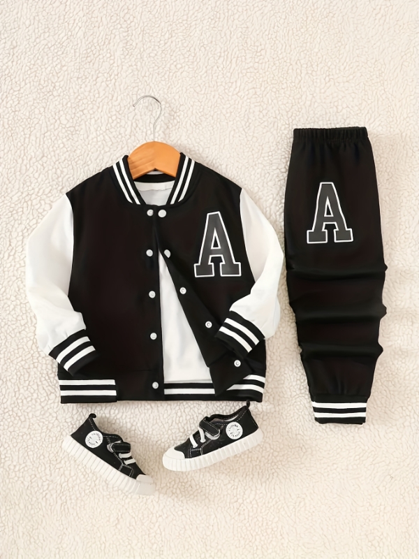 Tweedelige set met zwart-witte - Varsity Jacket Letterman recensie en prijs