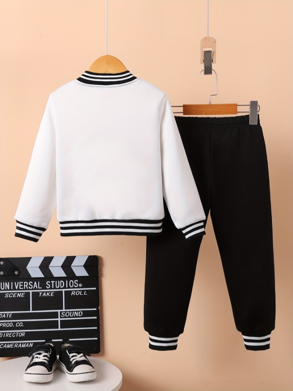 Tweedelige set met zwart-witte - Varsity Jacket Letterman recensie en prijs