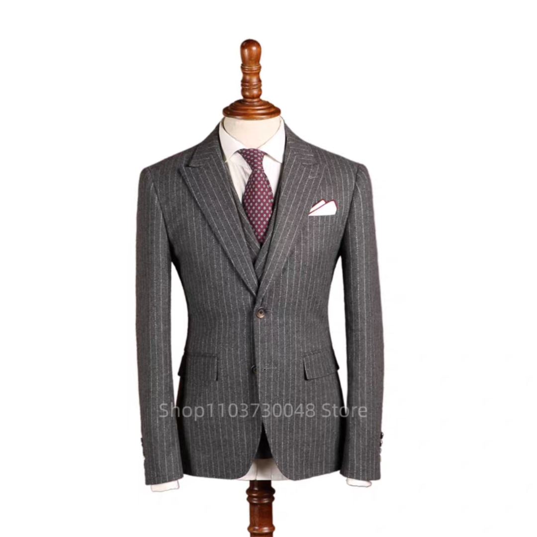 Nieuw grijs gestreept herenpak - Slim Fit Blazer Men recensie en prijs