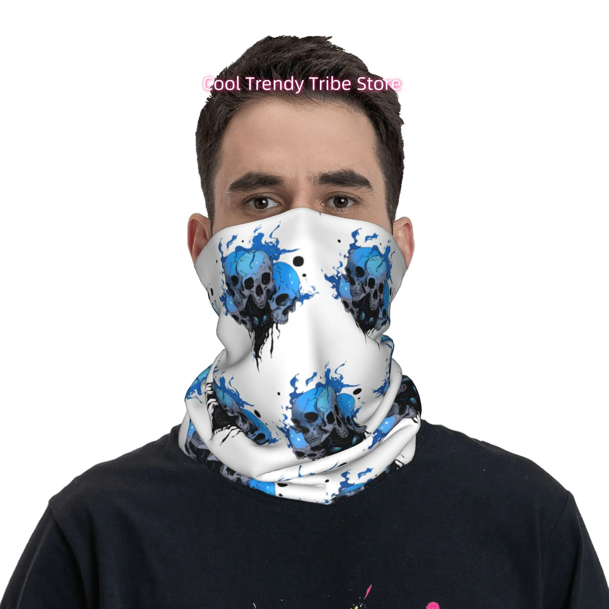 Gestapelde blauwe vlam schedel - Men'S Fashion Head Scarf recensie en prijs