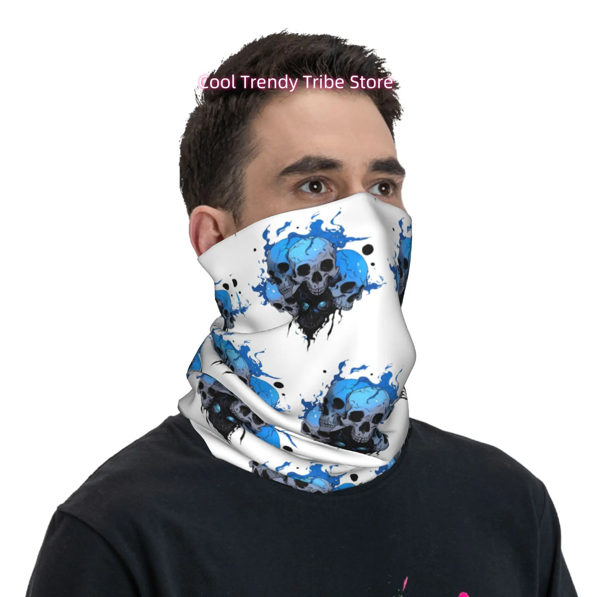 Gestapelde blauwe vlam schedel - Men'S Fashion Head Scarf recensie en prijs