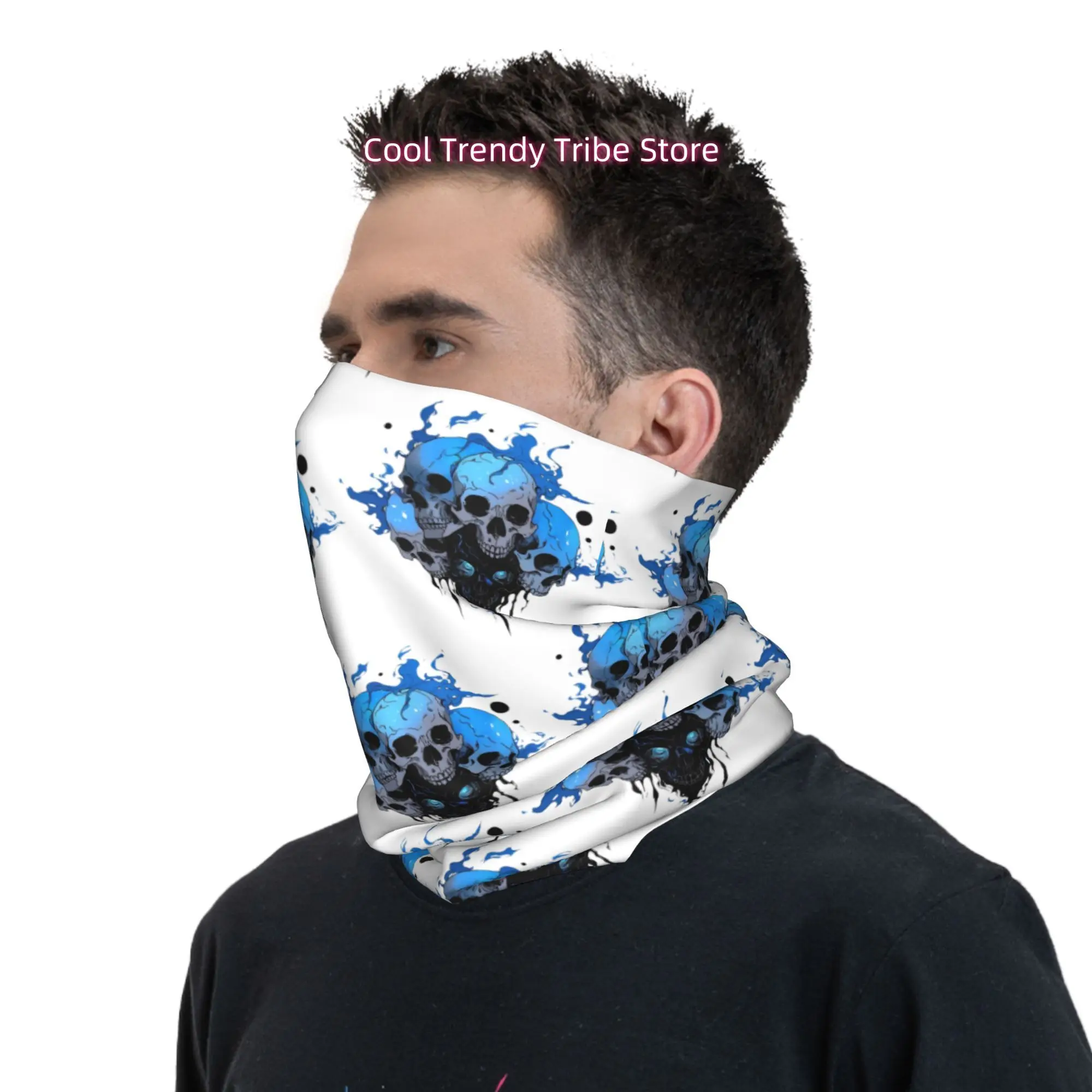 Gestapelde blauwe vlam schedel - Men'S Fashion Head Scarf recensie en prijs