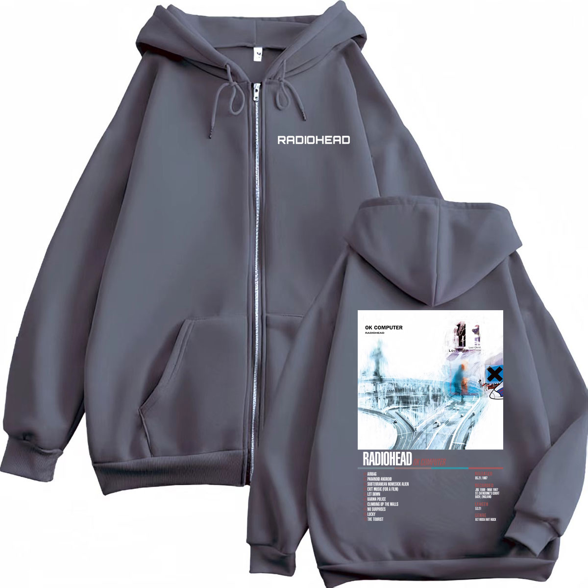 Radiohead Muziekalbum Poster G - Mens Fashion Zip Up Hoodies recensie en prijs