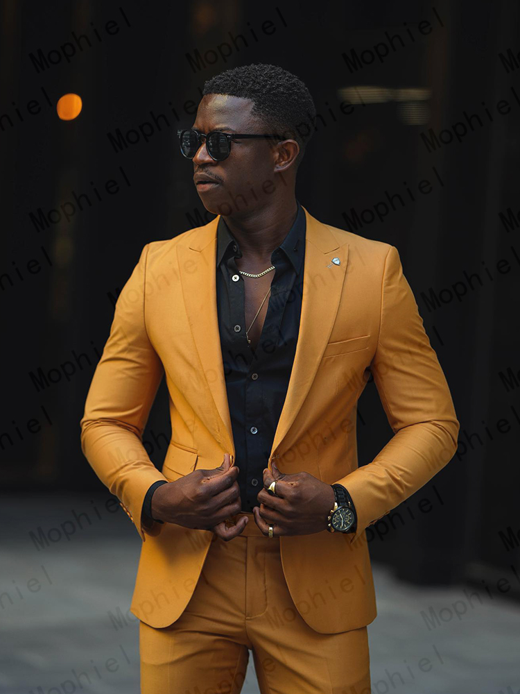 Mosterdgele Herenpakken 2-deli - Slim Fit Blazer Men recensie en prijs