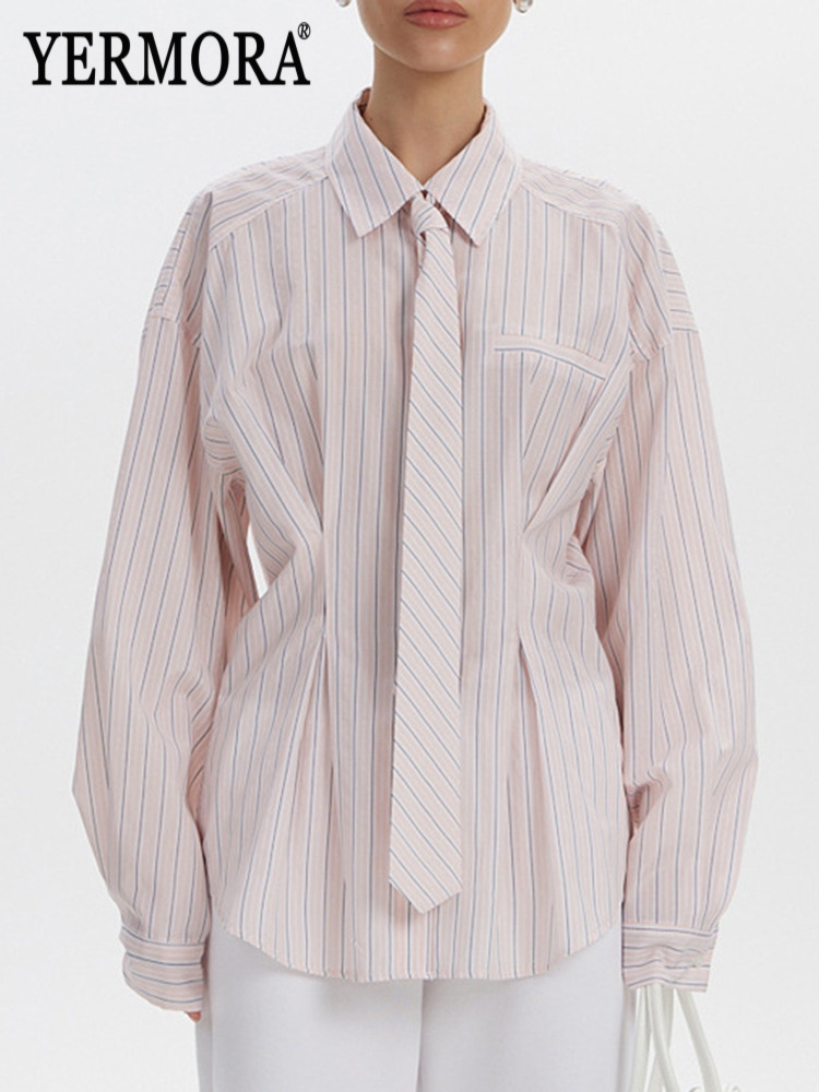 YERMORA Roze Gestreepte Stropd - Men'S Fashion Pink Shirt recensie en prijs