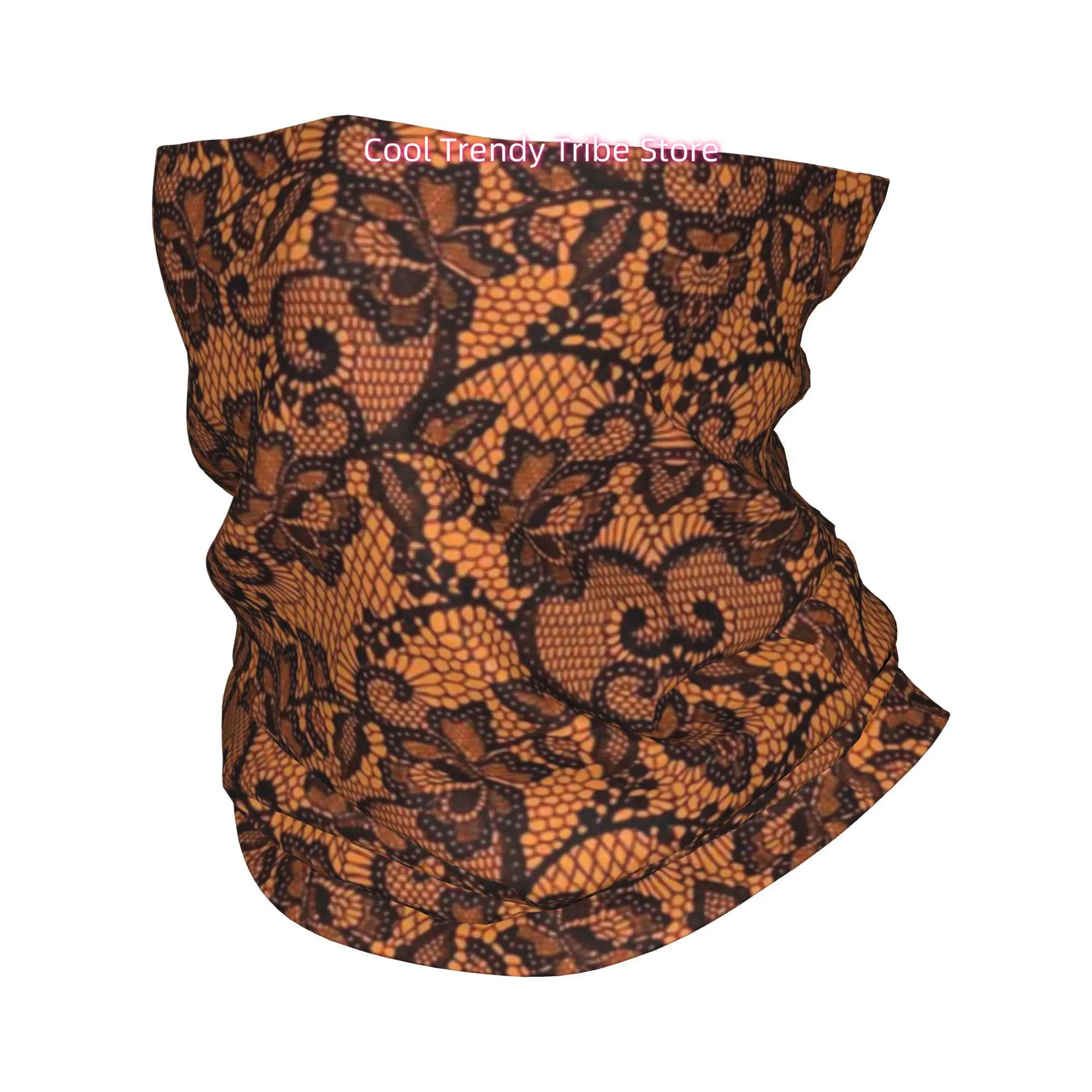 Oranje zwart kant bloemen goti - Men'S Fashion Head Scarf recensie en prijs