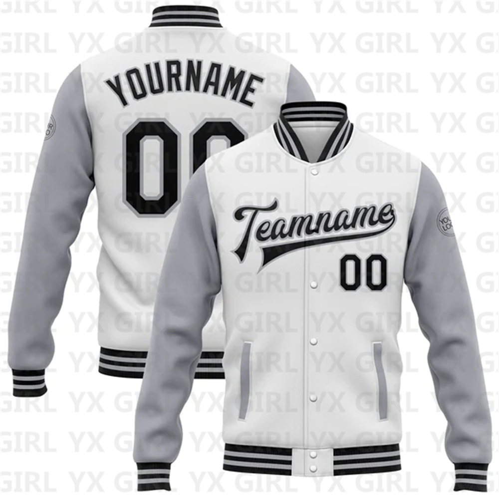Custom Wit Blauwgroen Grijs-Zw - Varsity Jacket Letterman recensie en prijs