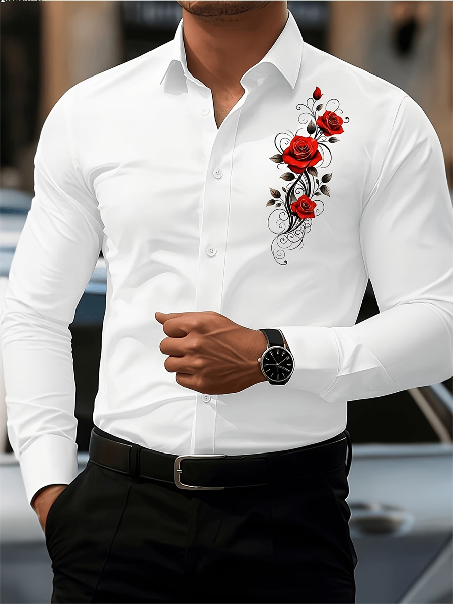 Herenshirt met rode rozenprint - Mens Fashion Trend recensie en prijs