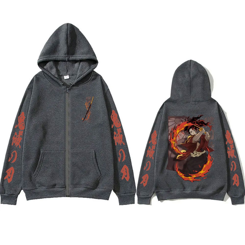 Nieuwe Demon Slayer Tsugikuni  - Mens Fashion Zip Up Hoodies recensie en prijs