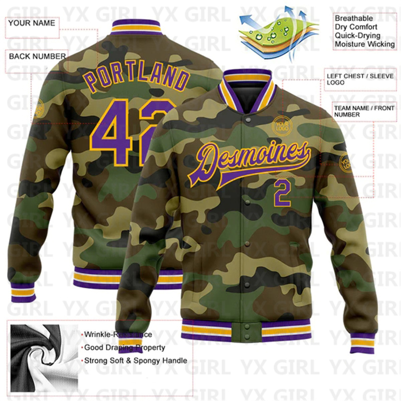 Op maat gemaakte camouflage pa - Varsity Jacket Letterman recensie en prijs