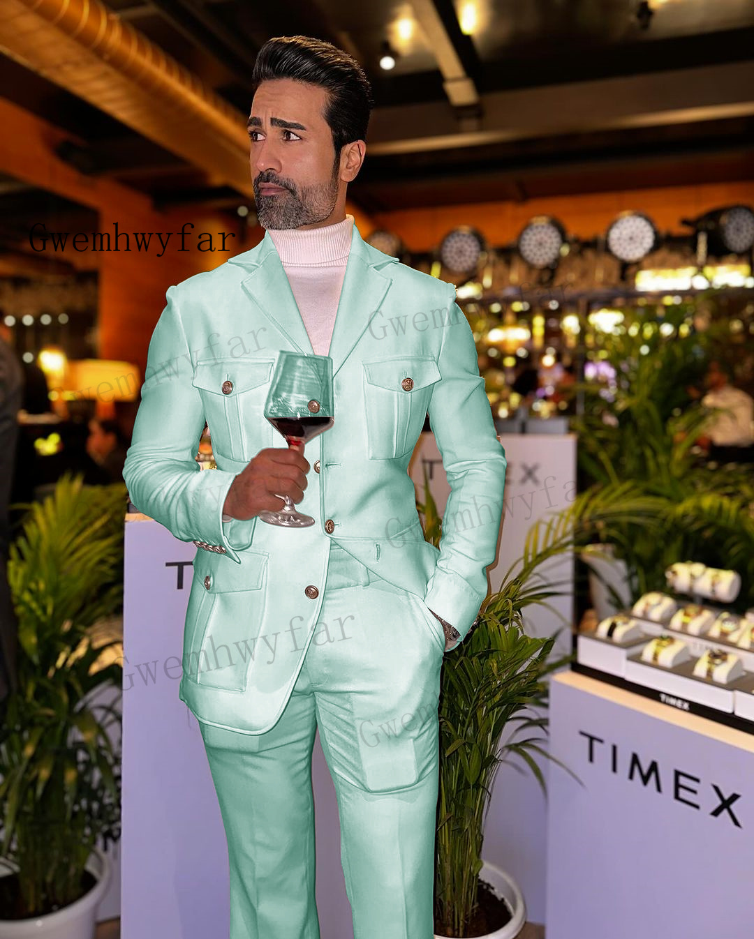 Gwenhwyfar Mint Groene Affrica - Slim Fit Blazer Men recensie en prijs